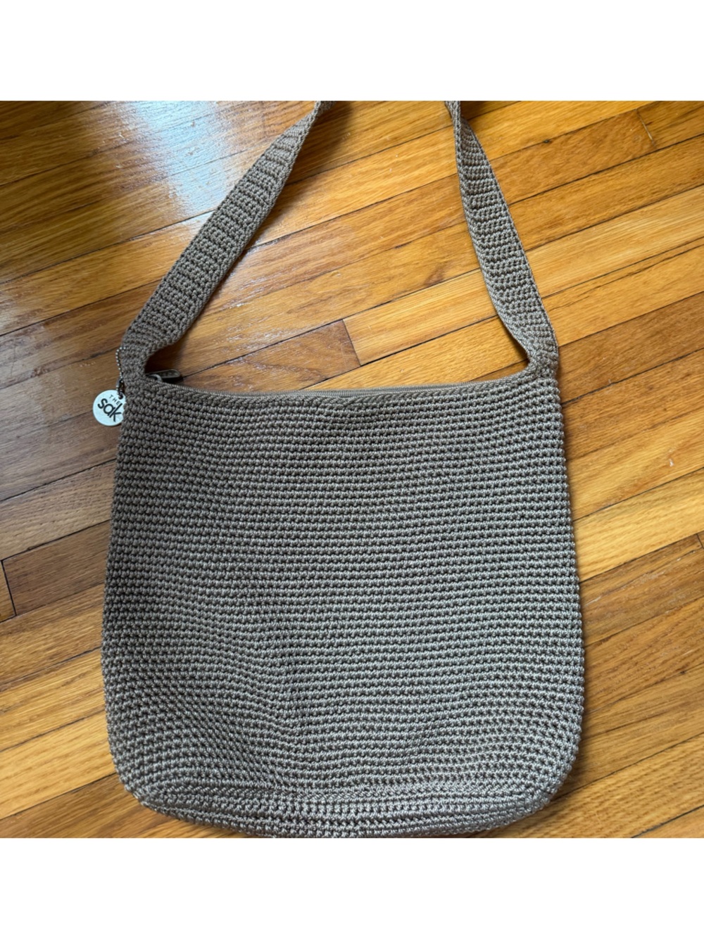 The Sak Crochet Shoulder Bag in Taupe